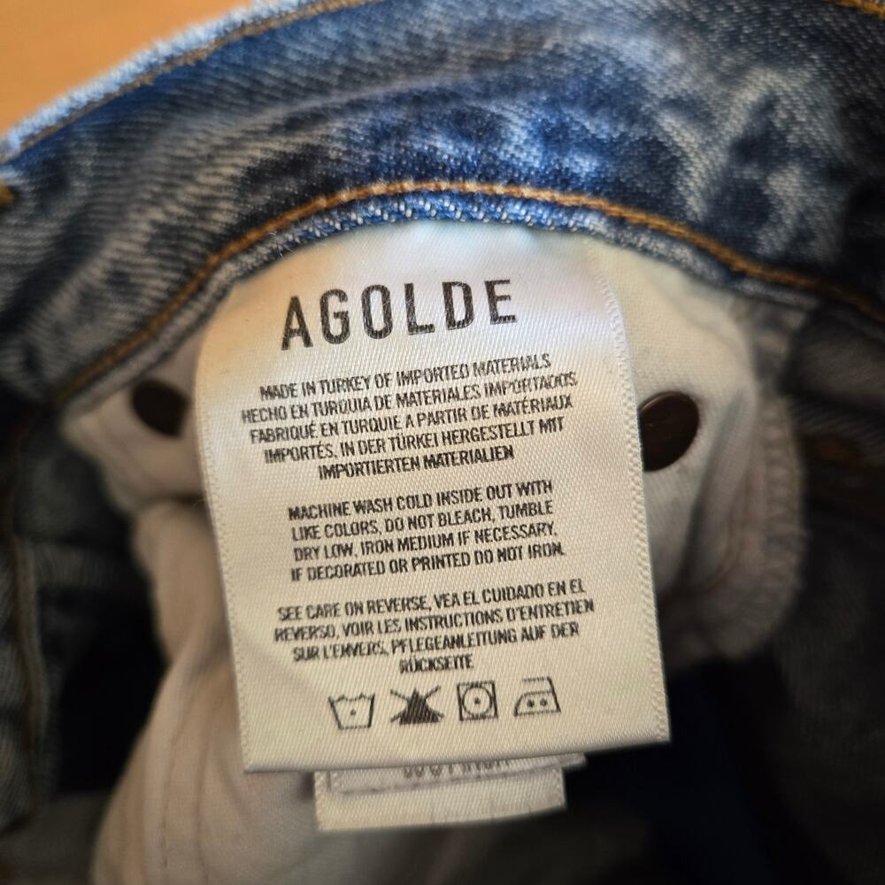 Agolde 90's Pinch Waist Jean Ruminate Light Blue 25 Y2K Raw Hem Distressed Boho - Picture 8 of 9